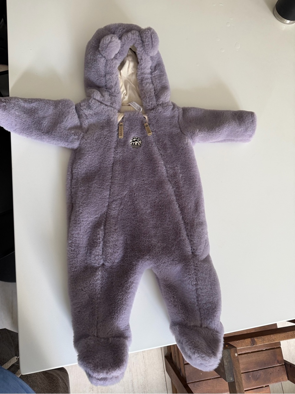 Plush Lavender Baby One-Piece Bunting with Hood souris mini brand new 3-6 months